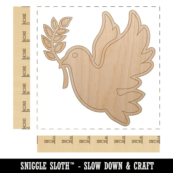Peace Dove with Olive Branch Unfinished Wood Shape Piece Cutout for DIY Craft Projects {1}