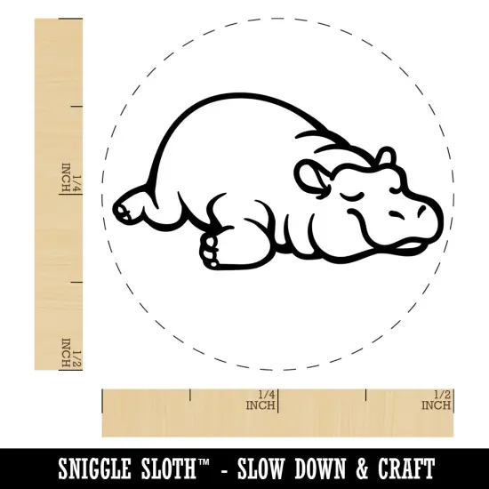 Lazy Hippo Hippopotamus Cute Self-Inking Rubber Stamp for Stamping Crafting Planners Green {1}