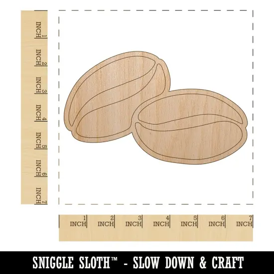 Coffee Break with Beans Unfinished Wood Shape Piece Cutout for DIY Craft Projects {1}