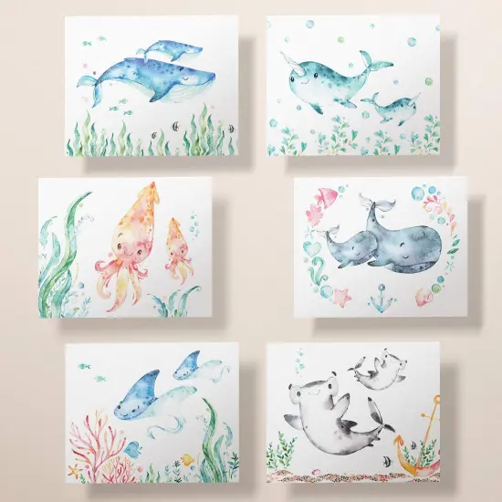 Baby Shower Assorted Note Cards | Under The Sea Nautical Baby Shower | Ocean Theme Notecards With Envelopes | 12, 24 {4}