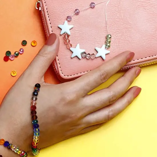 Incraftables Crackle Glass Beads 24 Colors 1100pcs 6mm & 1200pcs Round Letter Beads for Jewelry Making (7mm). A-Z Letters Black Alphabet for Jewelry Making, Hair Accessories, Bracelets, & Crafts {3}