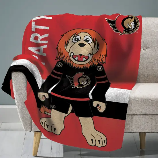 Sleep Squad Ottawa Senators Sparty Mascot 60&rdquo; x 80&rdquo; Raschel Plush Hockey Blanket {1}