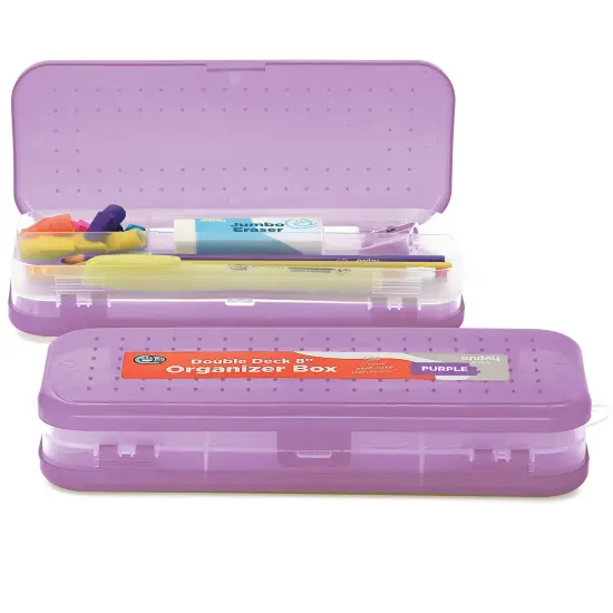 Enday 8" Bright Color Double Desk Organizer Box Purple {1}