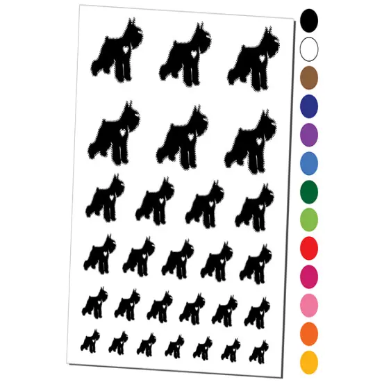 Miniature Schnauzer Dog with Heart Temporary Tattoo Water Resistant Fake Body Art Set Collection Black {1}