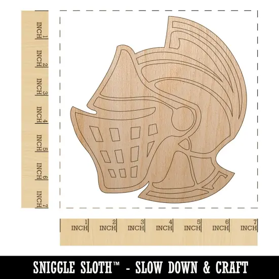 Medieval Knight Helmet Unfinished Wood Shape Piece Cutout for DIY Craft Projects {1}