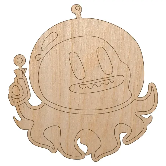 Alien Space Octopus Unfinished Wood Shape Piece Cutout for DIY Craft Projects {7}