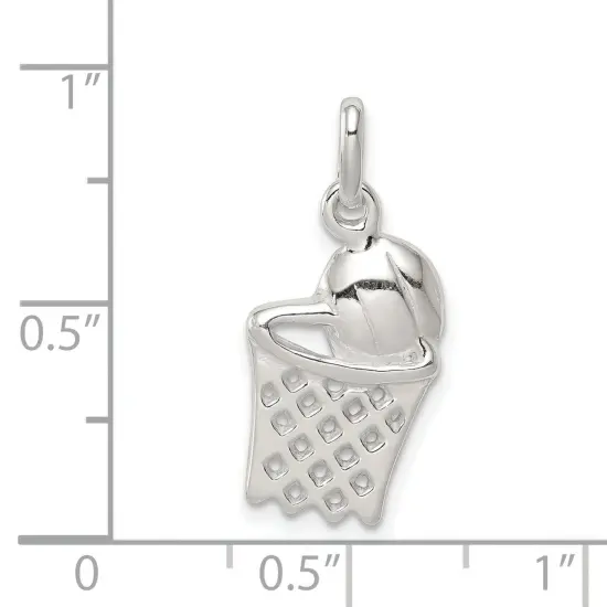 Sterling Silver Basketball Hoop Charm Sports Jewelry 18mm x 12mm {5}