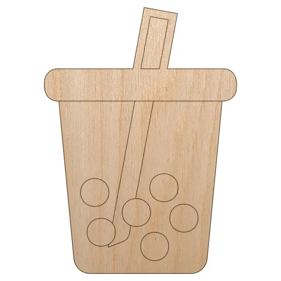 Boba Bubble Milk Tea Unfinished Wood Shape Piece Cutout for DIY Craft Projects {2}