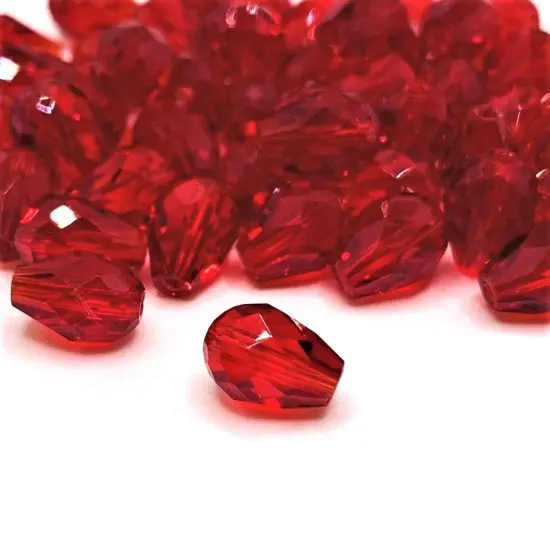 4, 20 or 50 Pieces: 6x8 mm Teardrop Dark Red Imitation Crystal July Birthstone Beads {1}