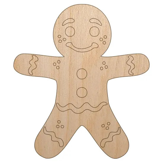Christmas Gingerbread Man Unfinished Wood Shape Piece Cutout for DIY Craft Projects {2}