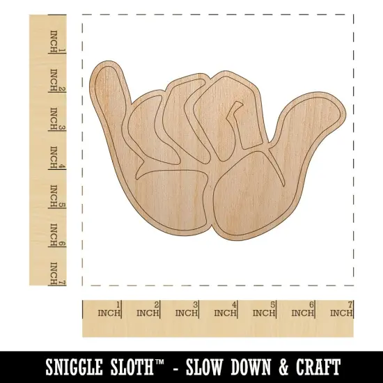 Shaka Hang Loose Surfer Sign Unfinished Wood Shape Piece Cutout for DIY Craft Projects {1}