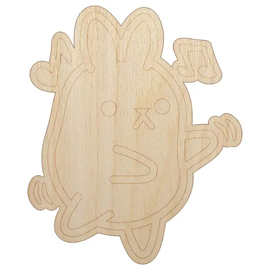Cute Kawaii Bunny Rabbit Dancing to Music Unfinished Wood Shape Piece Cutout for DIY Craft Projects {7}
