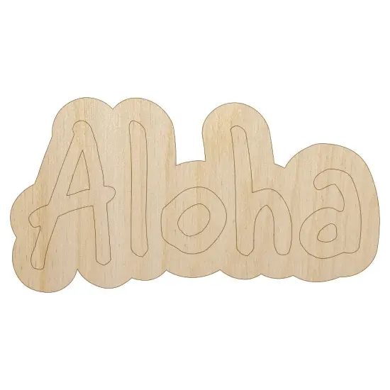 Aloha Fun Text Unfinished Wood Shape Piece Cutout for DIY Craft Projects {1}