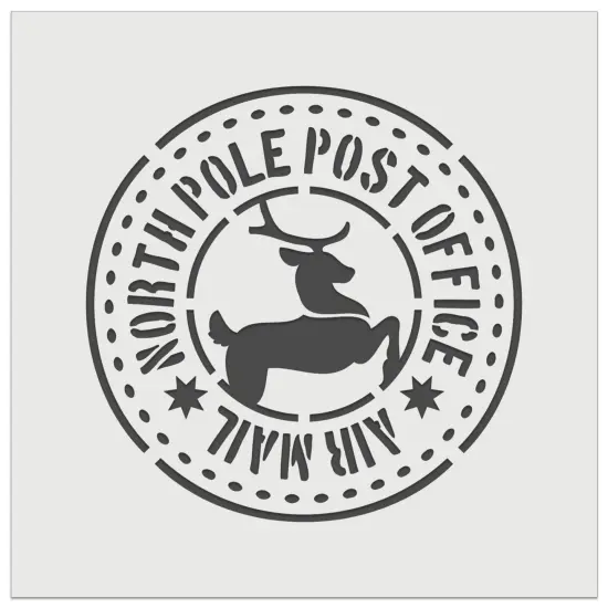 North Pole Post Office Air Mail Post Mark Christmas Reindeer Wall Cookie DIY Craft Reusable Stencil {2}