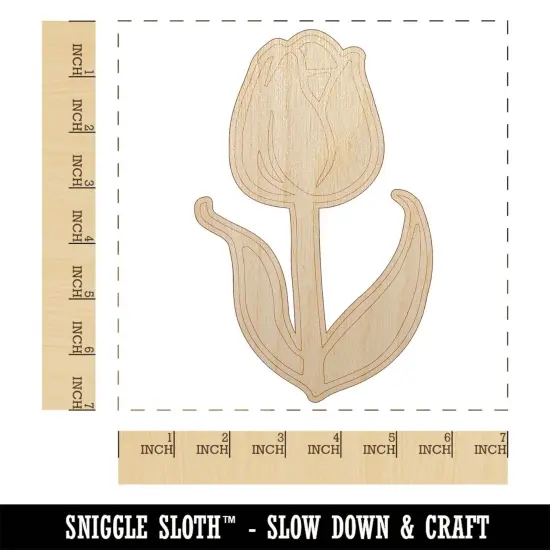 Hand Drawn Tulip Flower Doodle Unfinished Wood Shape Piece Cutout for DIY Craft Projects {1}