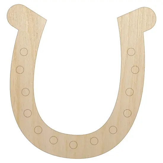 Horseshoe Lucky Unfinished Wood Shape Piece Cutout for DIY Craft Projects {1}