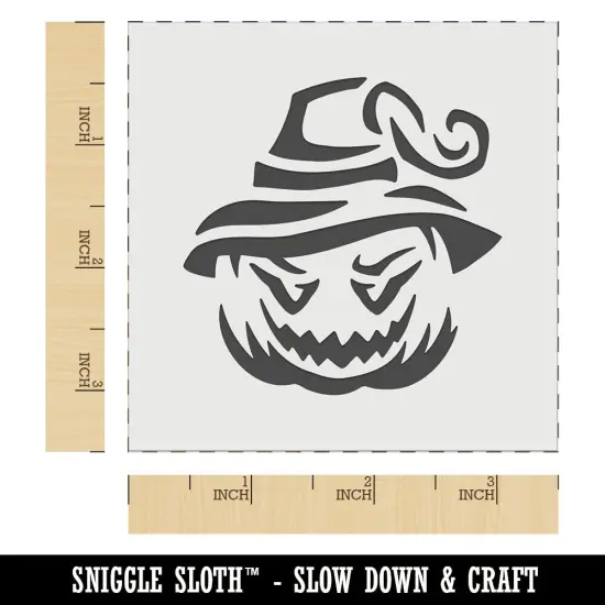 Jack-O'-Lantern Pumpkin Wearing Witch Hat Halloween Wall Cookie DIY Craft Reusable Stencil {6}
