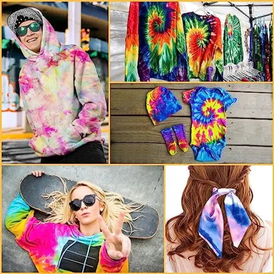 DIY Tie Dye Kits, Emooqi 15 Colours Vibrant Tie Dye Kits with Rubber Bands Gloves Sealed Bag Apron and Table Covers for Arts and Crafts Fabric Textile Party DIY Handmade Project {2}
