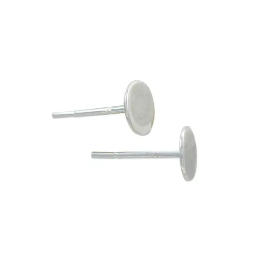 JewelrySupply Sterling Silver (.925) 6mm Flat Pad Earring Posts (1 Pair of Sterling Silver Earrings) {1}