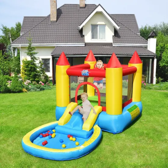 Inflatable Kids Slide Bounce House with 580w Blower {1}