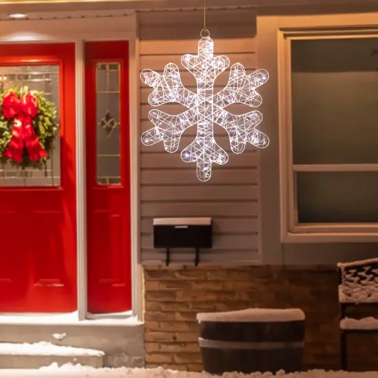 Northlight LED Lighted Twinkle Snowflake Outdoor Christmas Decoration - 23.5" - Cool White {3}