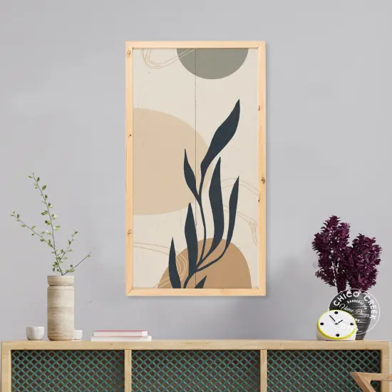 Botanical Wall Art Pastel Wood Sign Framed Abstract Decor Boho. {1}