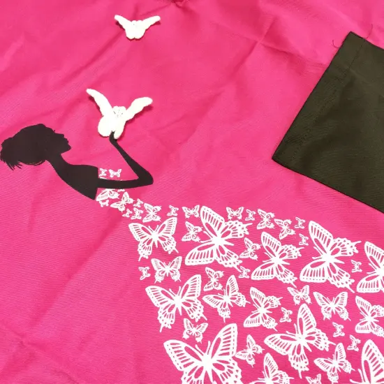 Wrapables Butterfly Girl Adjustable Work Apron, Hot Pink {4}