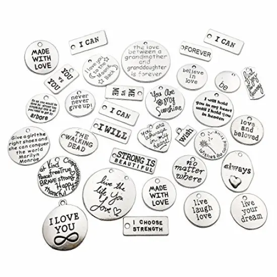 30 Pieces Inspiration Words Charms Craft Supplies Mixed Pendants Beads Charms Pendants for Crafting, Jewelry Findings Making Accessory for DIY Necklace Bracelet (M044) {3}