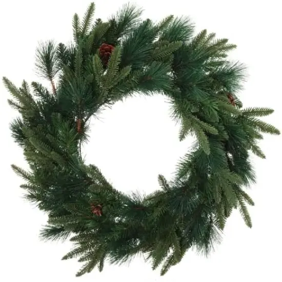 24" Angel Pine Wreath - 6 Realistic Pine Cones, Lush Greenery, Perfect for Front Doors, Walls, Mantels - Ideal for Holiday & Year-Round Decor - 2024 Christmas Collection, Floral Home by Artificial Flowers {1}