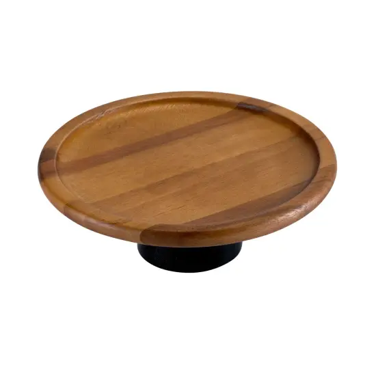 Kalmar Home Cake Stand - Black and Natural Acacia Base in Two Different sizes Black base {1}