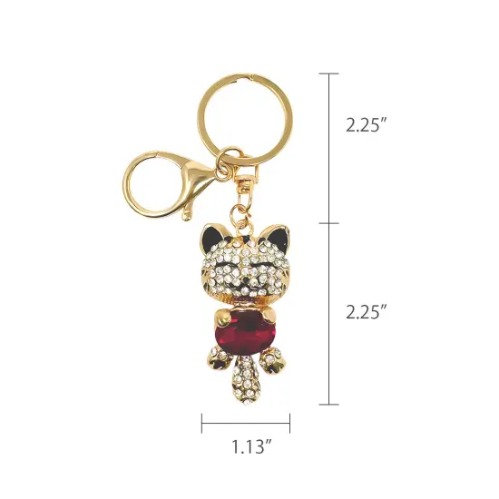 Wrapables Crystal Bling Key Chain Keyring with Tassel Car Purse Handbag Pendant Ruby Kitty {8}