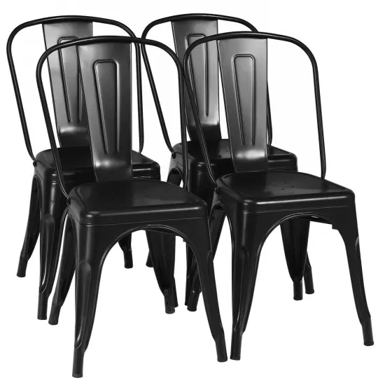 4 Pcs Modern Bar Stools with Removable Back and Rubber Feet Gun {6}