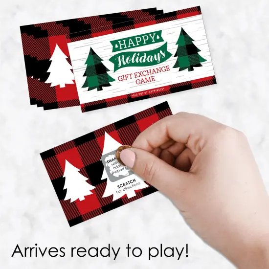Big Dot of Happiness Holiday Plaid Trees - Buffalo Plaid Christmas Party Gift Exchange Game Scratch Off Cards - 22 Count {3}