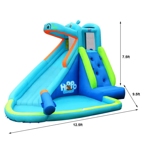 Hippo Inflatable Water Slide Bounce House with Air Blower {4}