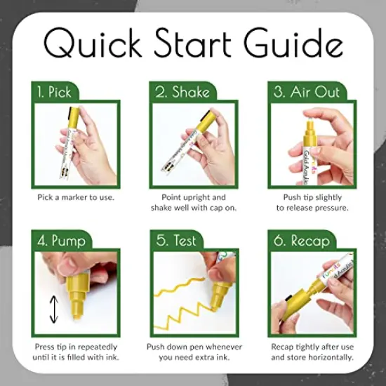 5 Acrylic Silver Paint Pen - Silver Marker Metallic Paint Pens for Fabric, Wood, Canvas, Leaf, Metal, Glass - Silver Paint Pen Fine Tip, Thin Point & Jumbo (1mm, 3mm, 6mm, 10mm, 15mm) {3}