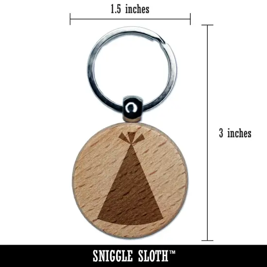 Birthday Party Hat Solid Engraved Wood Round Keychain Tag Charm {2}