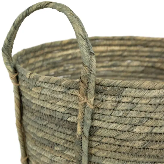 Northlight Set of 3 Gray Tall Seagrass Storage Baskets with Sewn Zig Zag Accents 13" {6}