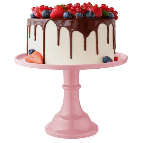 Round Pedestal Cake Stand for Weddings and Birthday Parties Pink {1}