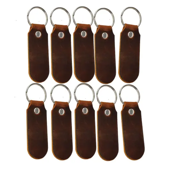 2 Sided Leather Key Chains 10 Pack-Customize it for Promotional Gifts, Fundraising, Events, Wedding - Engrave on Both Sides Dark Brown {4}