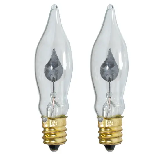 2Pk - C7 Flicker Flame Transparent Clear, 3.5 Watt Light Bulbs {2}
