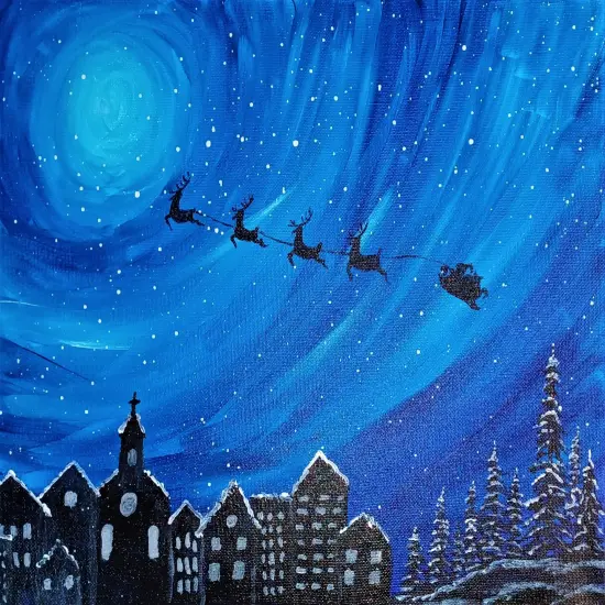 Christmas Paint Kit - Santa's Last Stop Acrylic Painting Kit & Video Lesson, DIY Christmas craft, Art Gift Set, Beginner Painting, Paint At Home, Paint Party {1}