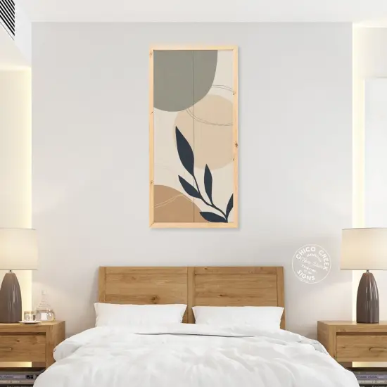 Botanical Wall Art Pastel Wood Sign Framed Tropical Leaves Decor {3}