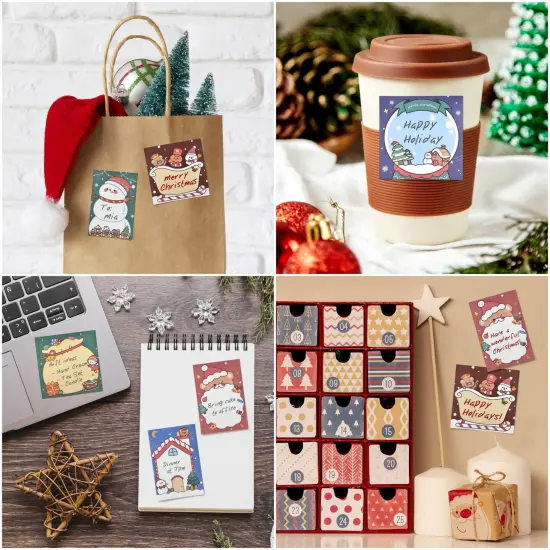 Wrapables Happy Holidays Christmas Sticky Notes, Adhesive Winter Holiday Memo Notepads for Home, Office, Work, Festive Fun 6pc {4}