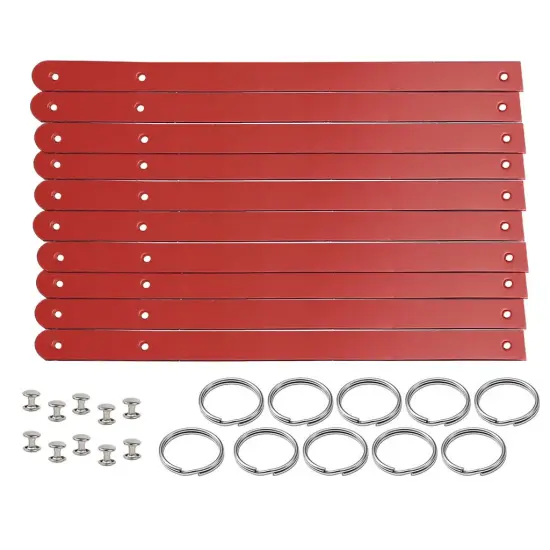 1/2" Blank Leather Keychains Kit - 10 Pre-Cut Blank Keyrings for Stamping & Engraving Red {1}