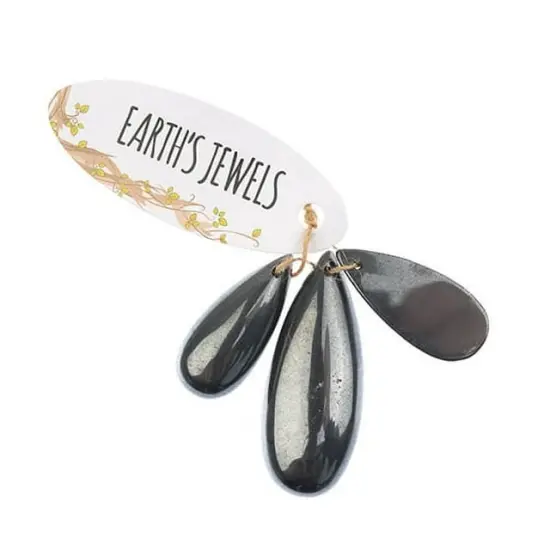 Earth's Jewels Semi-Precious Natural Hematite Teardrop Pendants, 3pcs {1}