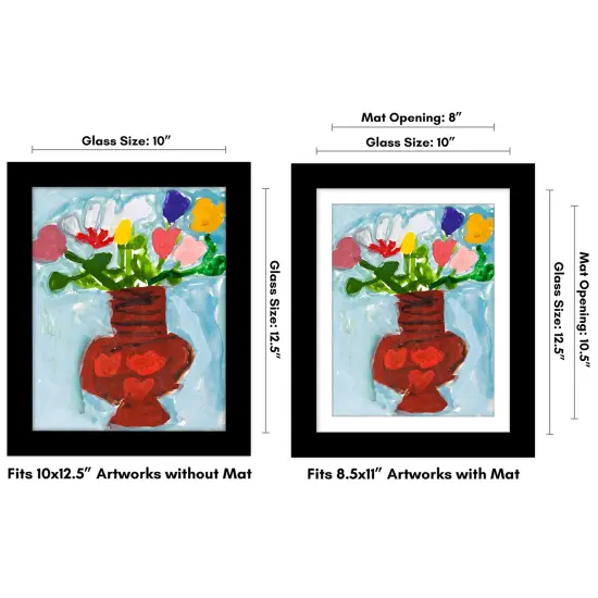Americanflat 10x12.5 Kids Art Frame - 8.5x11 with Mat or 10x12.5 without Mat - Kids Artwork Frame - Magnetic Frame Closure - Shatter Resistant Glass - Hanging Hardware {2}