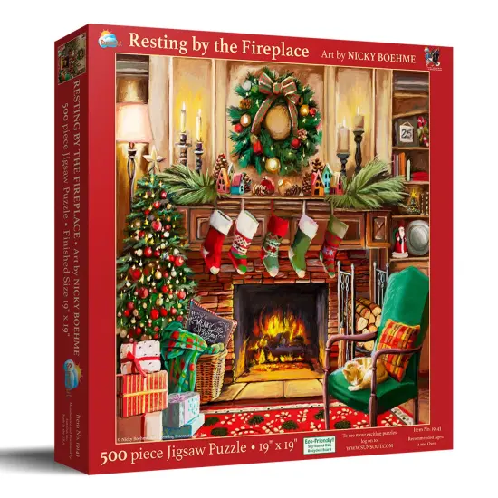 Sunsout Resing by the Fireplace 500 pc Jigsaw Puzzle 19143 {3}