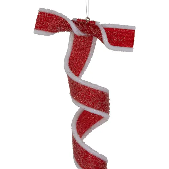 Northlight 6ct Frosted Red and White Candy Twist Christmas Ornaments 9" {6}