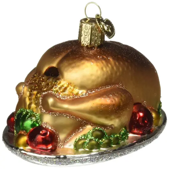 Turkey Dinner Platter Glass Ornament {2}