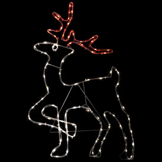Northlight 24" Lighted Standing Reindeer Silhouette Outdoor Christmas Decoration White {1}